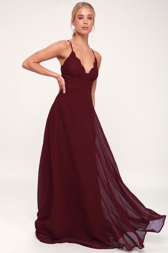 Lulus maroon maxi dress online