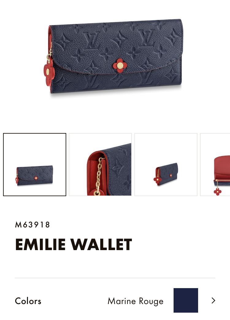 Louis Vuitton Marine Rouge Empreinte Emilie Wallet, myGemma, SG