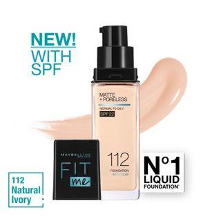 Maybelline Fit Me Foundation Matte + Poreless Normal to Oily SPF 22 112 with Clay Natural Ivory