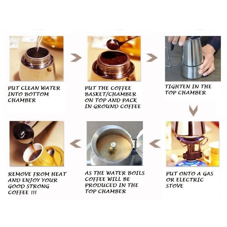 MOKA POT SET/ STAINLESS STEEL EXPRESSO COFFEE POT C/W ELECTRIC STOVE