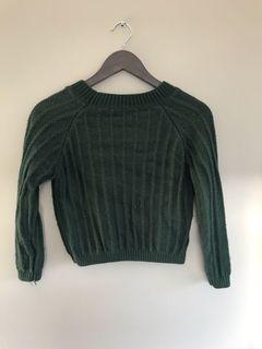 Petite forest Green cropped Knitted  sweater