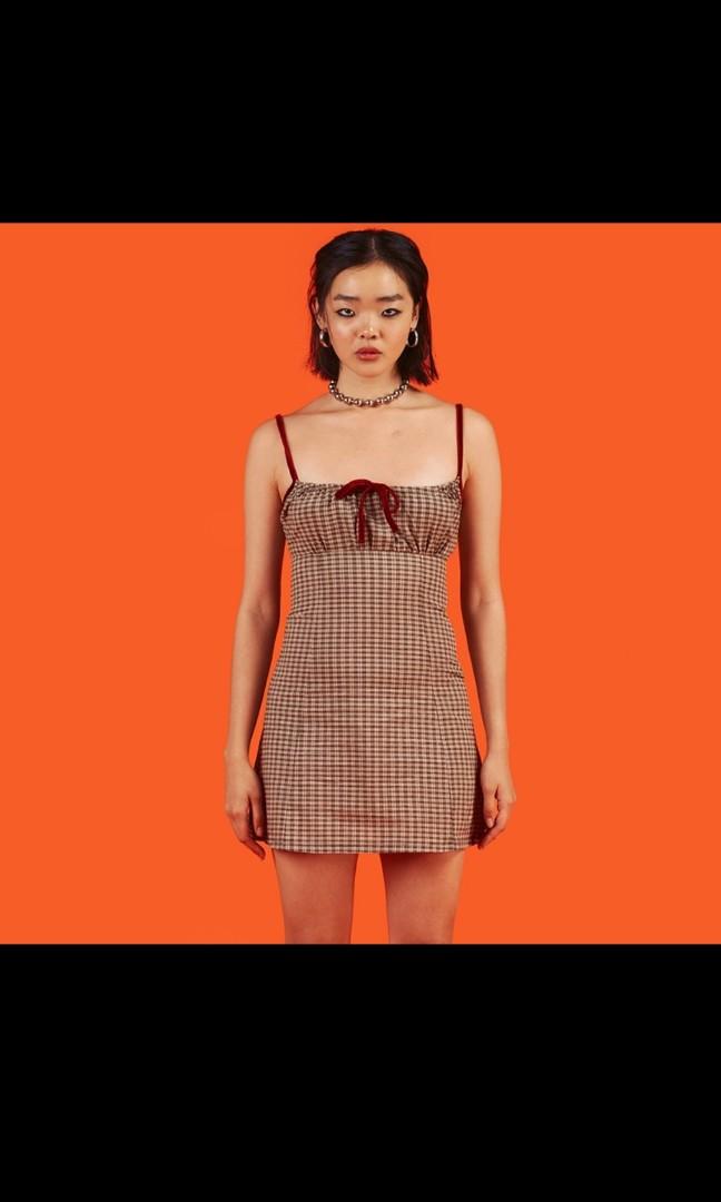Red plaid dress online