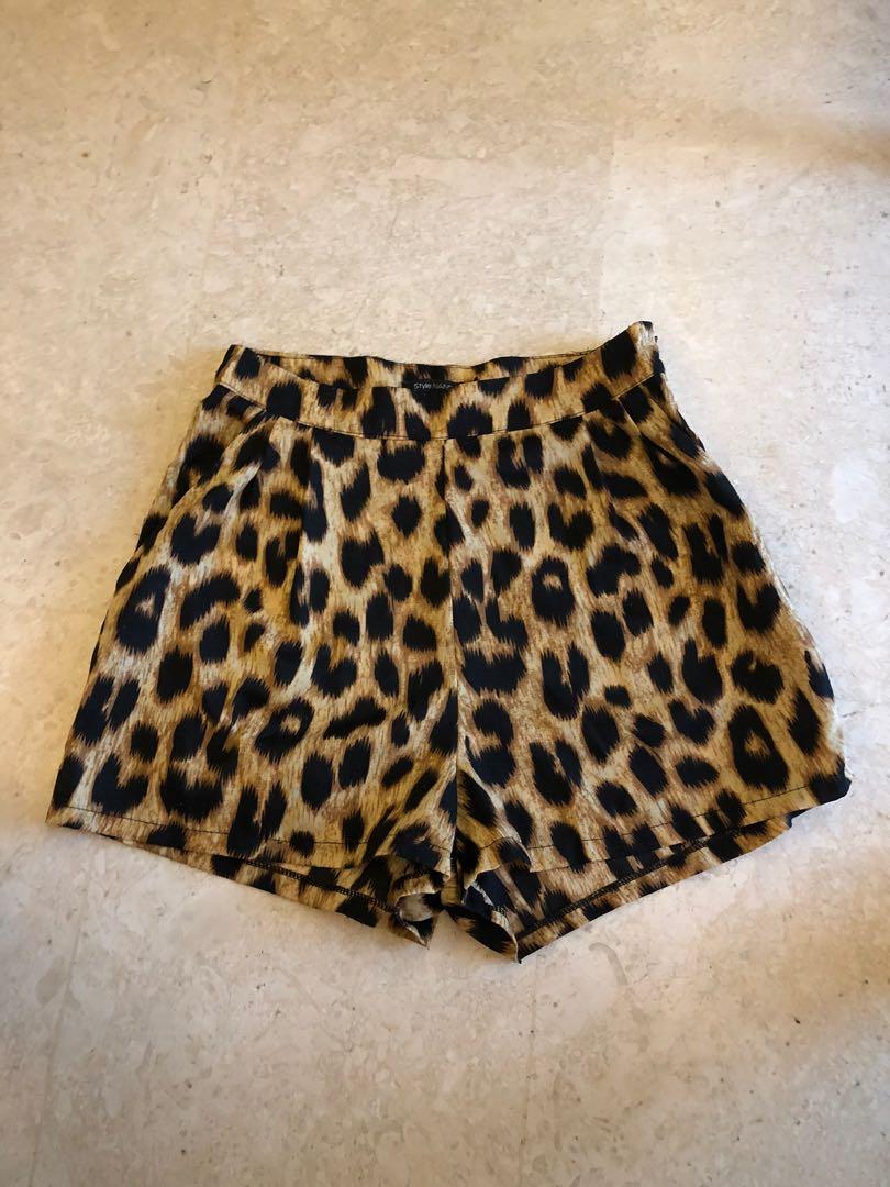high waisted animal print shorts