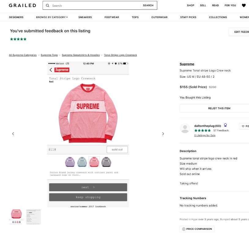 Supreme tonal stripe logo crewneck hot sale