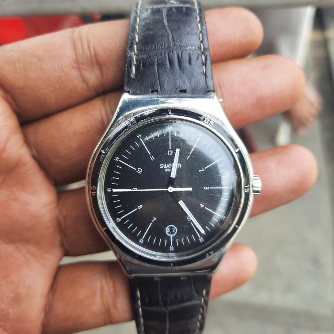 Swatch Irony YWS400 Trueville Black Dial Brown Leather Strap