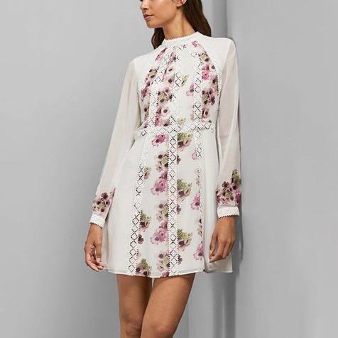 Ted Baker Sundee Lace Insert Pleated Panel Dress size0