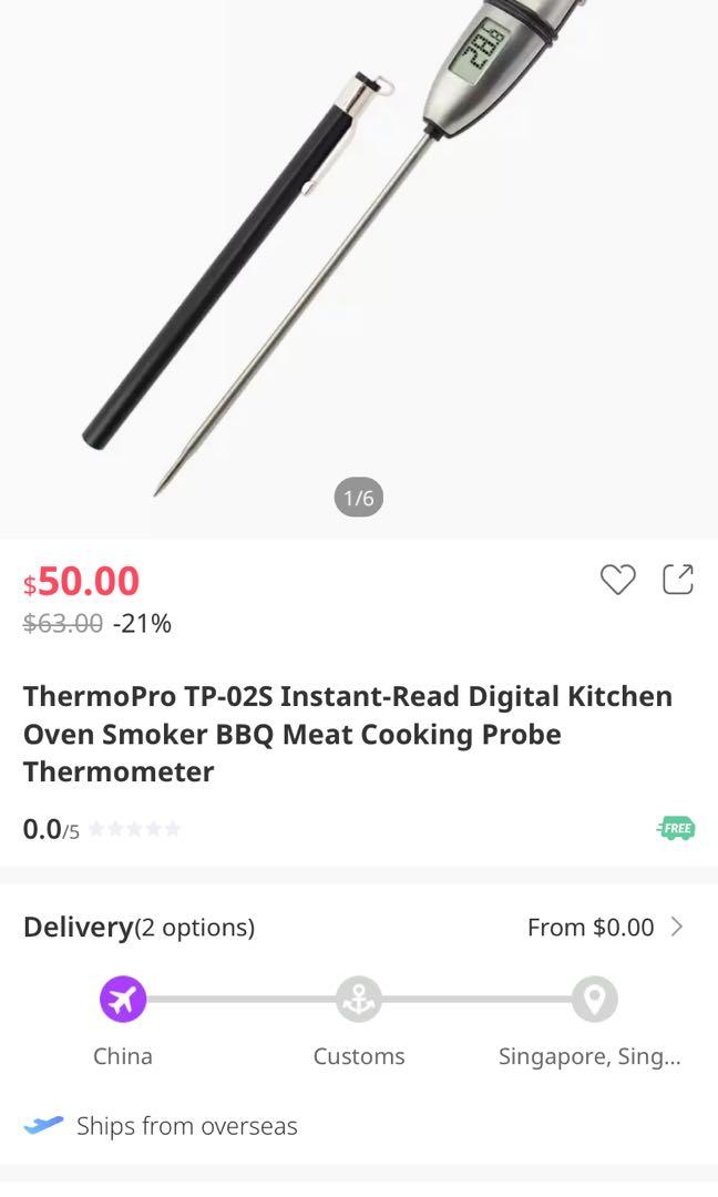  ThermoPro TP-02S Instant Read Meat Thermometer Digital Cooking  Food Thermometer with Super Long Probe for Grill Candy Kitchen BBQ Smoker  Oven Oil Milk Yogurt Temperature : Home & Kitchen