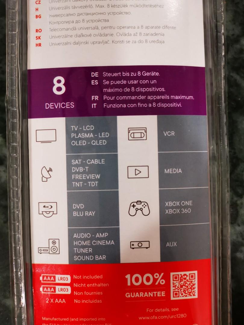 Universal Remote Control (Category: TV Parts & Accessories) located in Singapore. Submitted by yk777 (Listing ID 1015889116, Image 3). Description: Brand new Universal Remote Control Can control up to 8 devices (as stated on packaging) Open to check Collect in Tampines Or By mail with free postage.