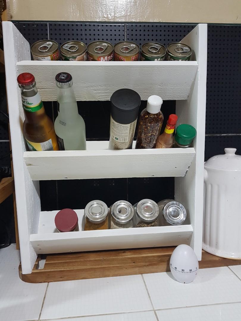 Wooden Rustic 3 Tier Sauces Rack, Furniture & Home Living, Furniture ...