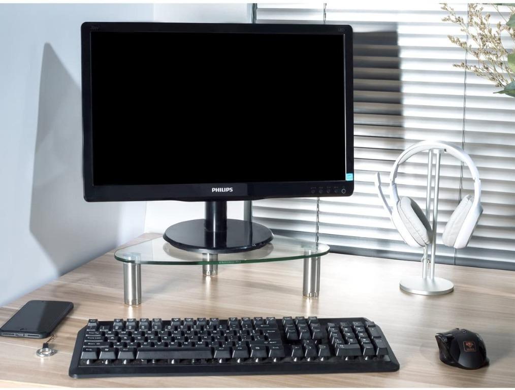 2 Pack Computer Monitor Riser | Triangle Desktop Universal Corner Stand ...