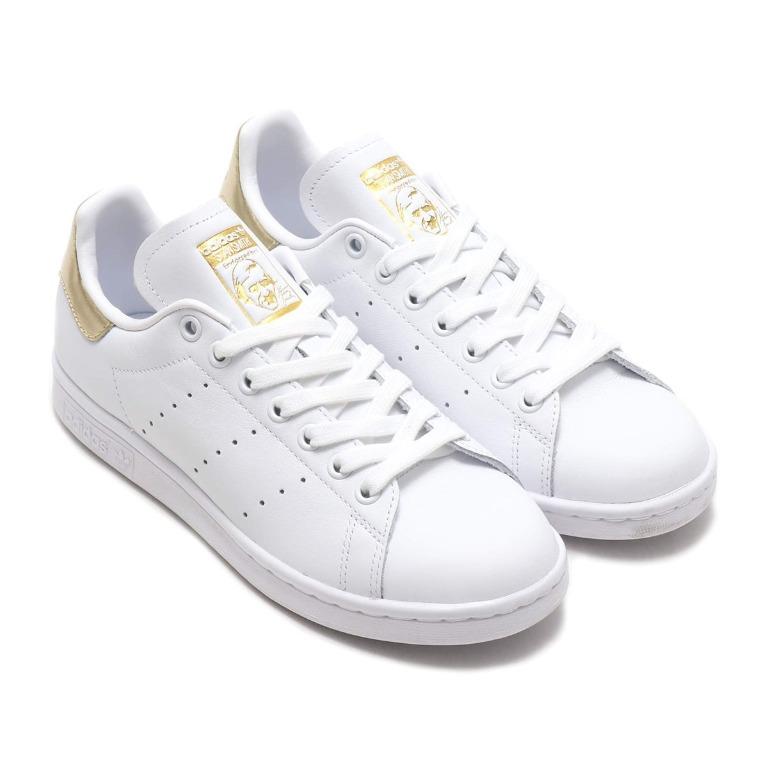 stan smith white and gold sneakers