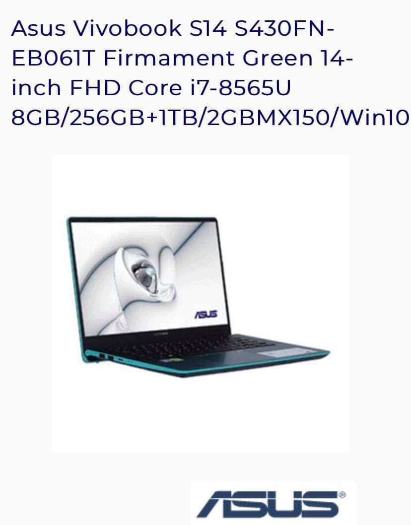 Asus Vivobook S14 S430fn Eb061t Core I7 Electronics Computers Laptops On Carousell