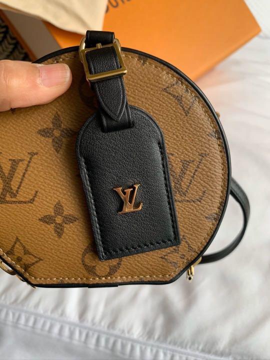 LOUIS VUITTON 2018 Boite Chapeau MM brown LV monogram rounded crossbody bag