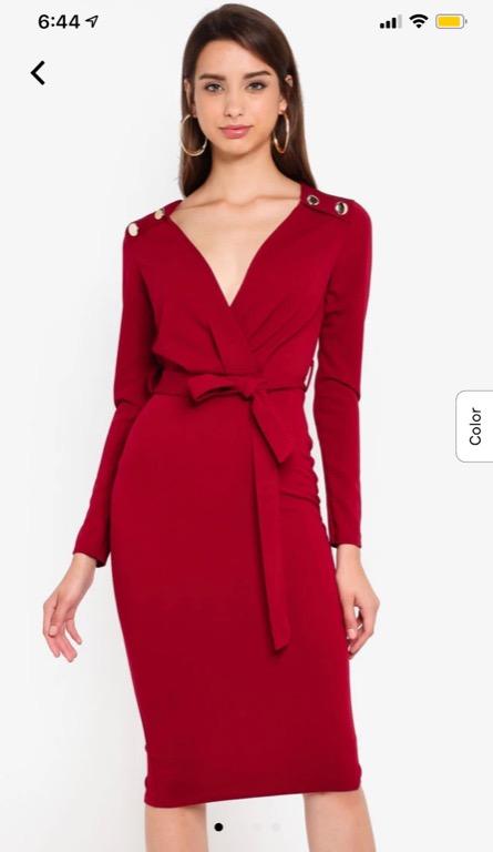 Boohoo Red Dress Bodycon Women S Fashion Clothes Dresses On Carousell