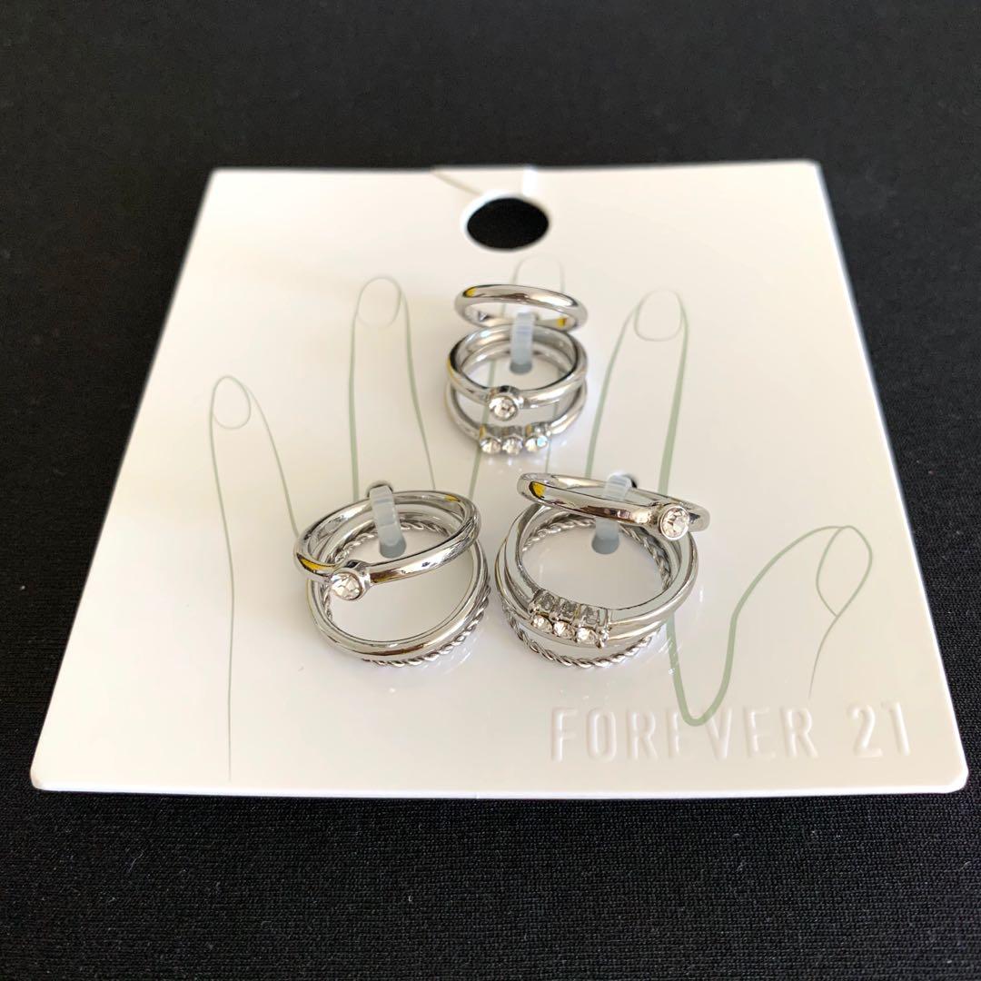 Brand New Forever 21 Silver Stack Midi Rings Size 6