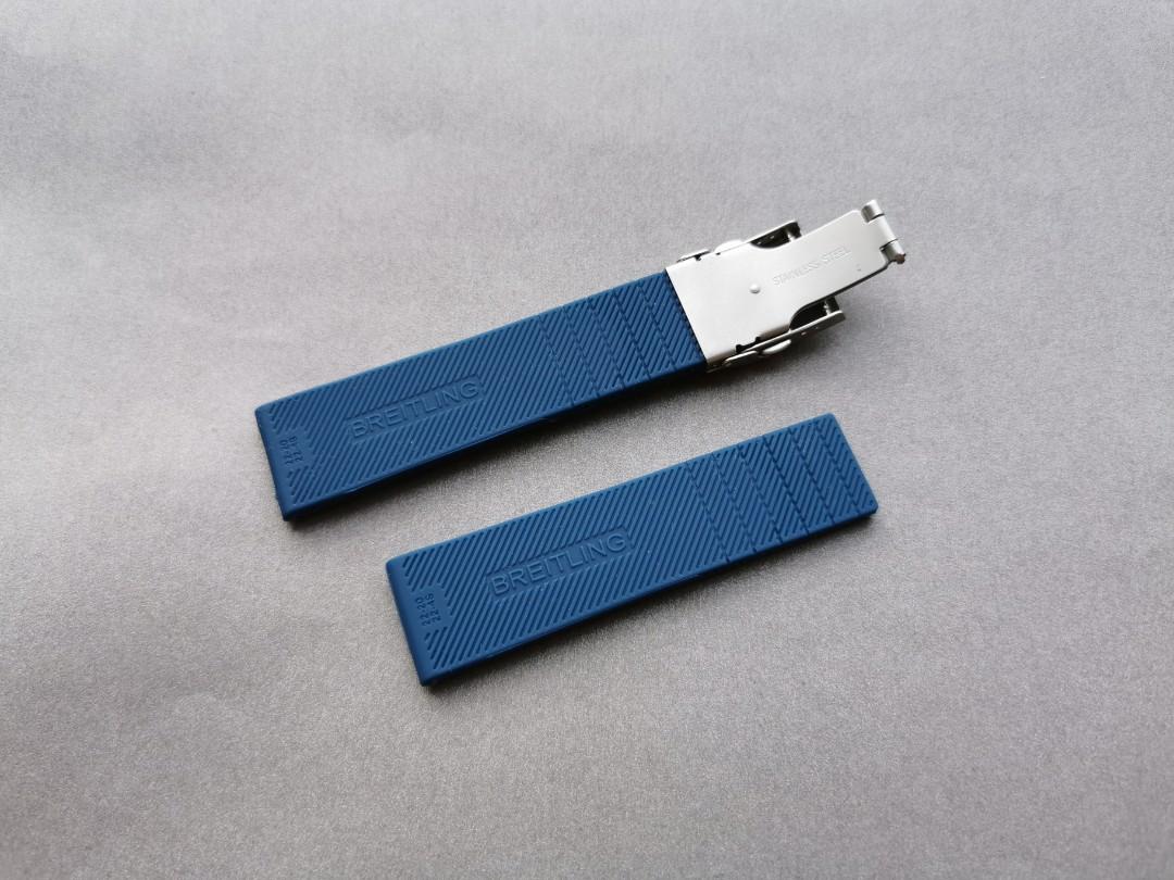 BREITLING TWIN PRO 22mm Blue Rubber watch strap Men s Fashion
