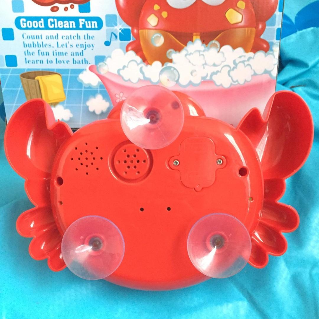 Crab Bubble Maker Music Machine (Category: Kids Toys) located in Quezon City. Submitted by jaja.20 (Listing ID 1016035381, Image 2). Description: Make bath time easy with this Crab Bubble maker with built in 12 music nursery rhymes! Bought from an online store, used once. Comes with box and manual Original price 800.00 pesos Use 2 x AA batteries .