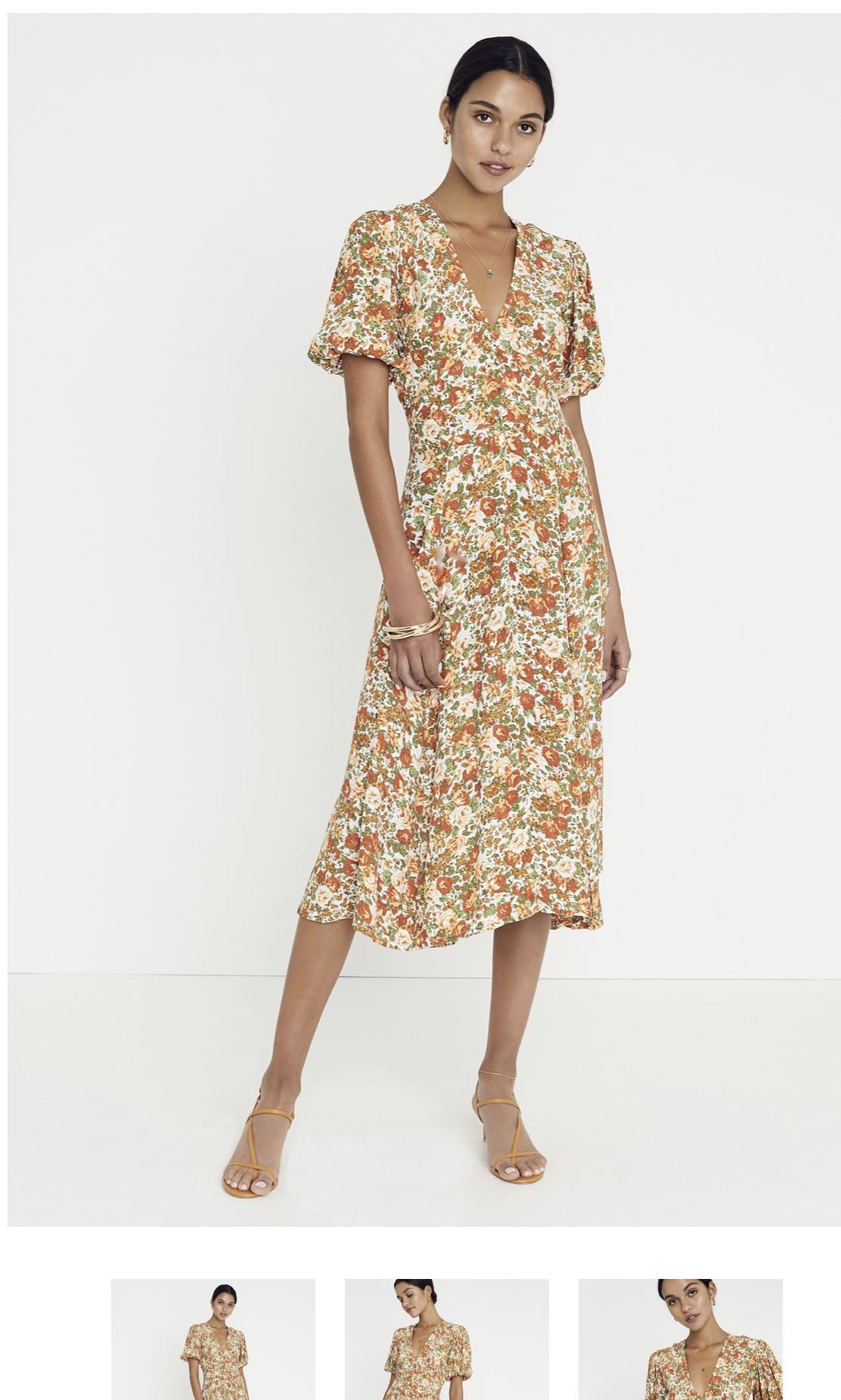 Faithfull the Brand Delia Midi Dress size S US4