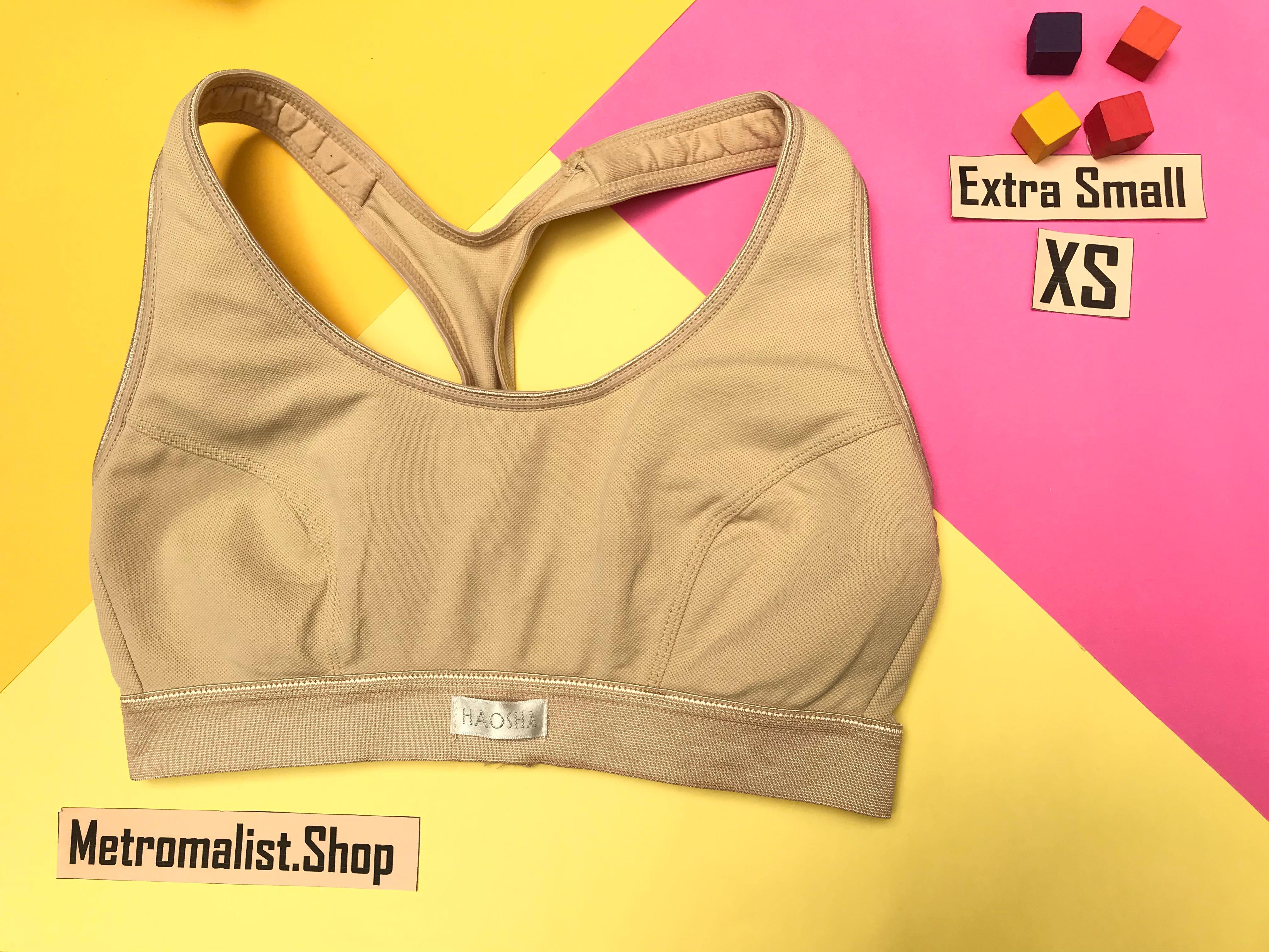 HAOSHA beige sports bra, Men's Fashion, Activewear on Carousell