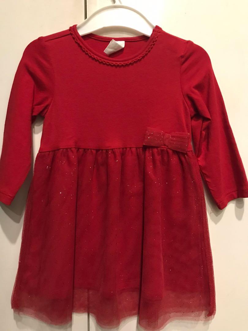 h&m baby girl red dress