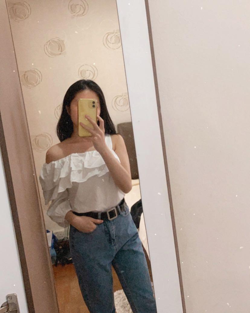 asymmetrical ruffle top