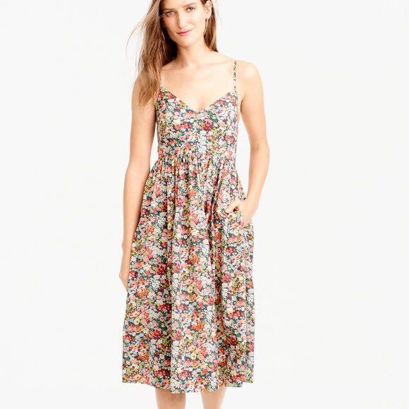J Crew Liberty print floral lace up back dress bridesmaid Women s Fashion Tops Sleeveless on Carousell