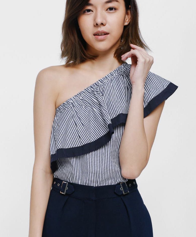 striped ruffle top