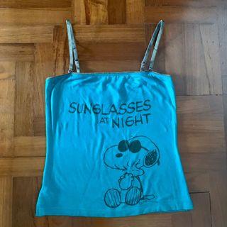 Mango X Snoopy Turquoise Top
