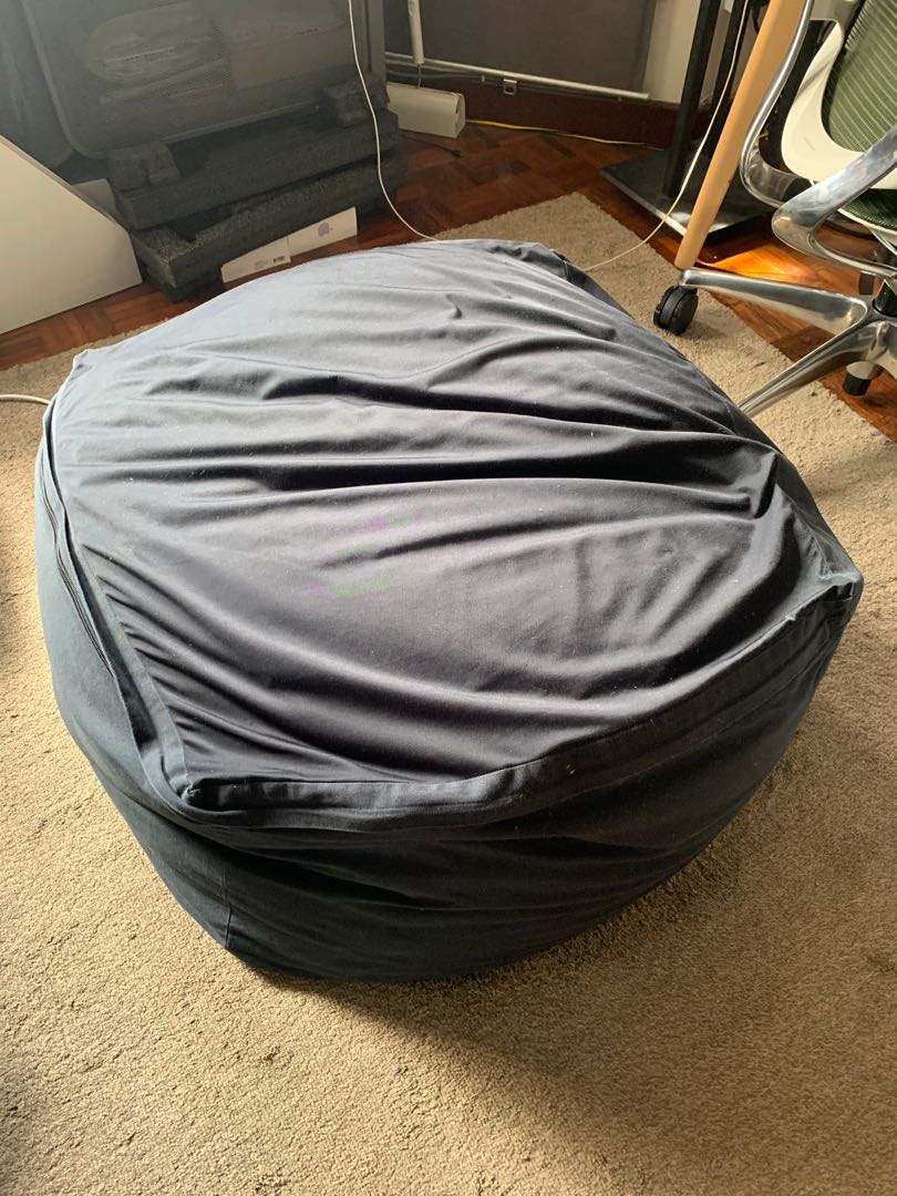 Muji Bean Bag Beads Sofa Navy Blue, Furniture & Home Living, Furniture
