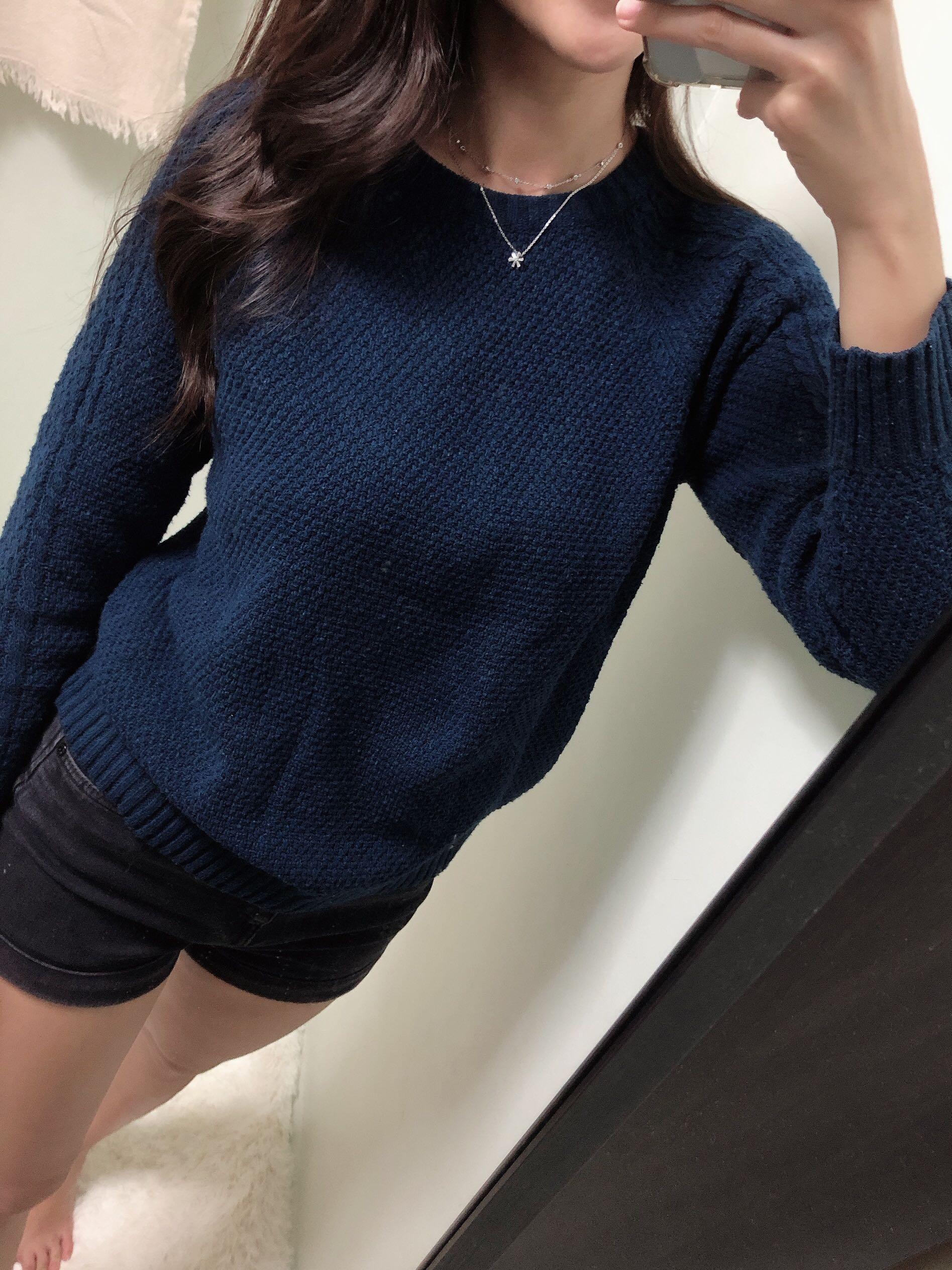 long navy blue sweater women's