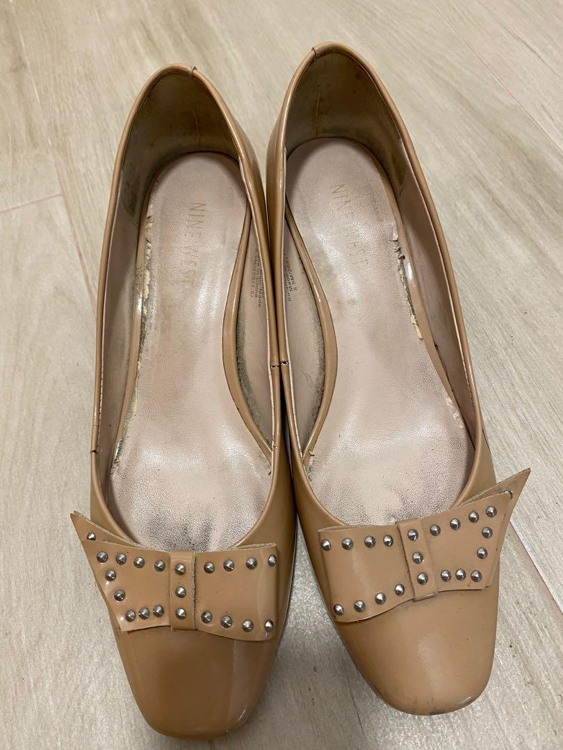 Nine west nude block top heels