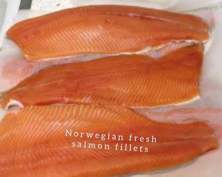 Norwegian fresh salmon fillets.