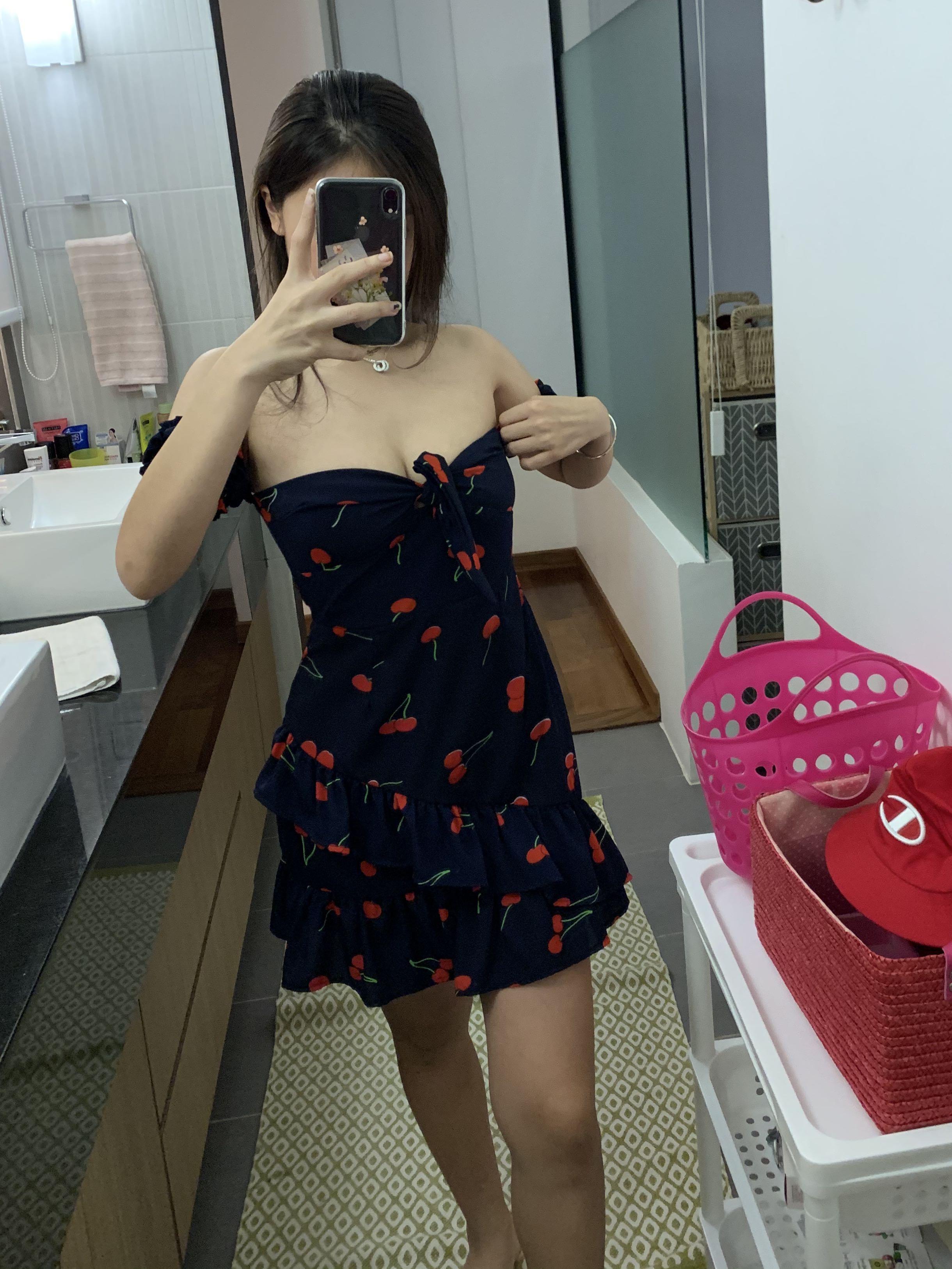 Off the shop shoulder cherry dress