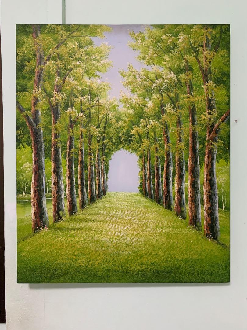 Oil Painting on Canvas- Green Trees 