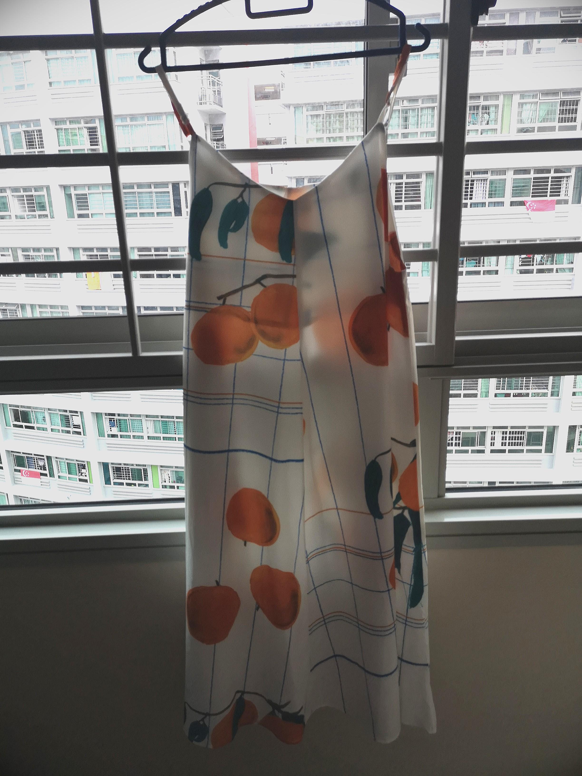orange fruit print dress