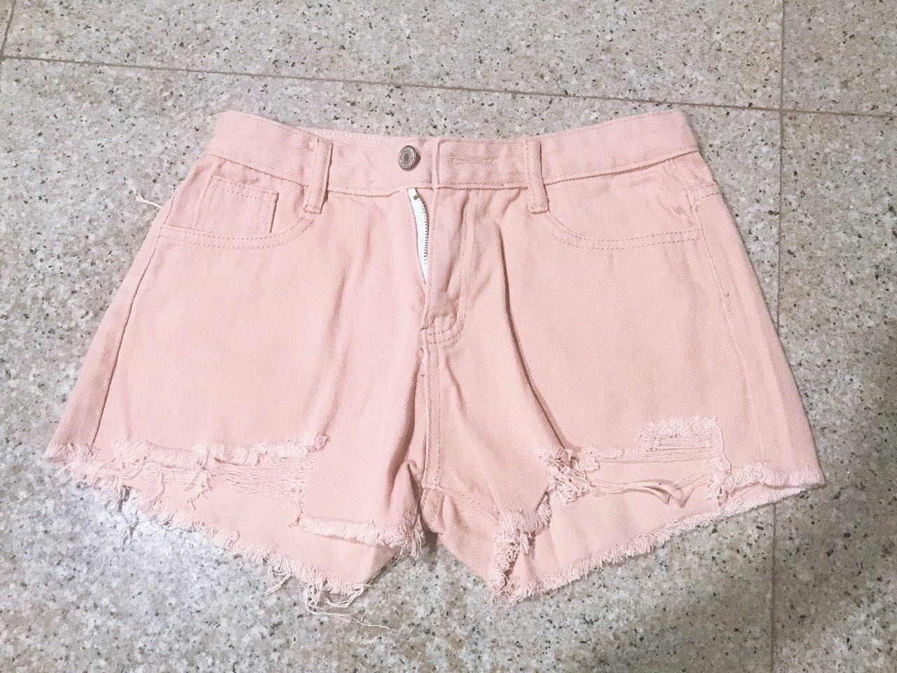 Pink ripped shorts clearance