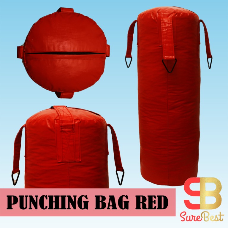 Punching Bag RED With FREEBIE (Filled with Wood Shaves), Sports