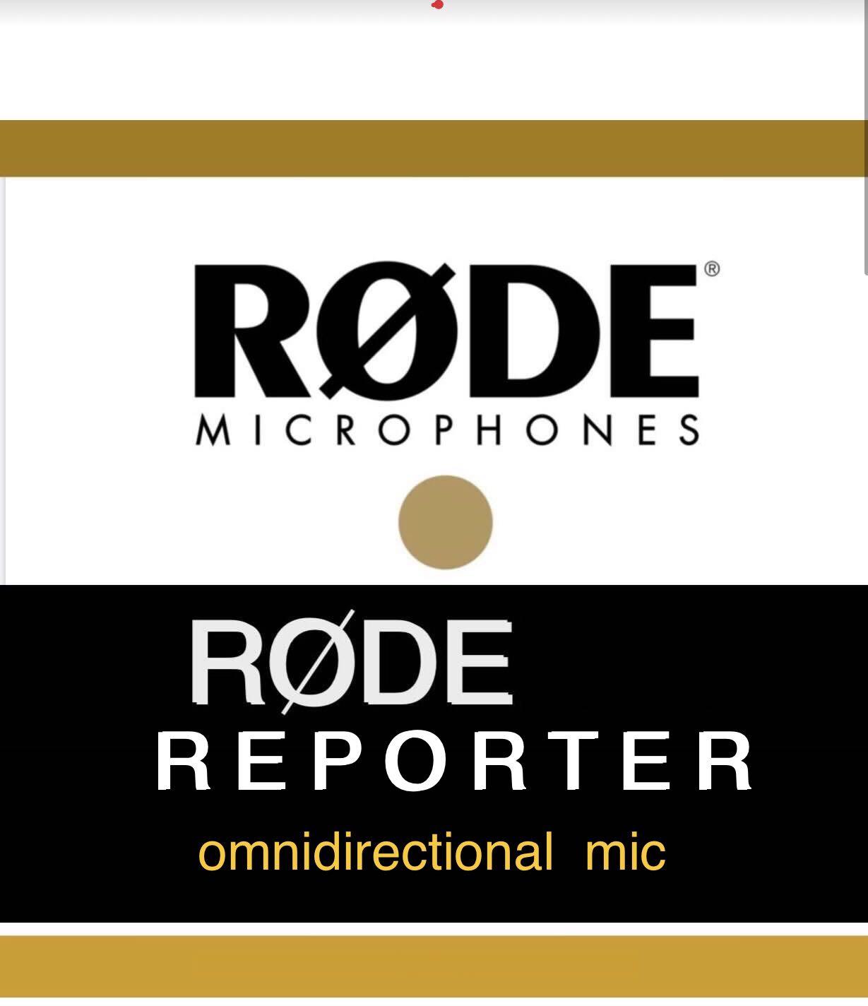 RODE REPORTER MICROPHONE (Category: Microphones) located in Makati City. Submitted by sounddimension.475 (Listing ID 282017914, Image 1). Description: - AUTHENTIC RODE REPORTER MIC - Omnidirectional polar pattern - Broadcast recording presentation and interview microphone - “Tailored for voice” frequency response - Ergonomic die-cast body - Multi-layer mesh basket for wind protection - ncludes detachable microphone flag and zip case - Output : XL