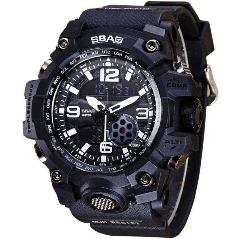 SBAO Sports Watch Men s Analog Digital Analog Quartz LED Watch