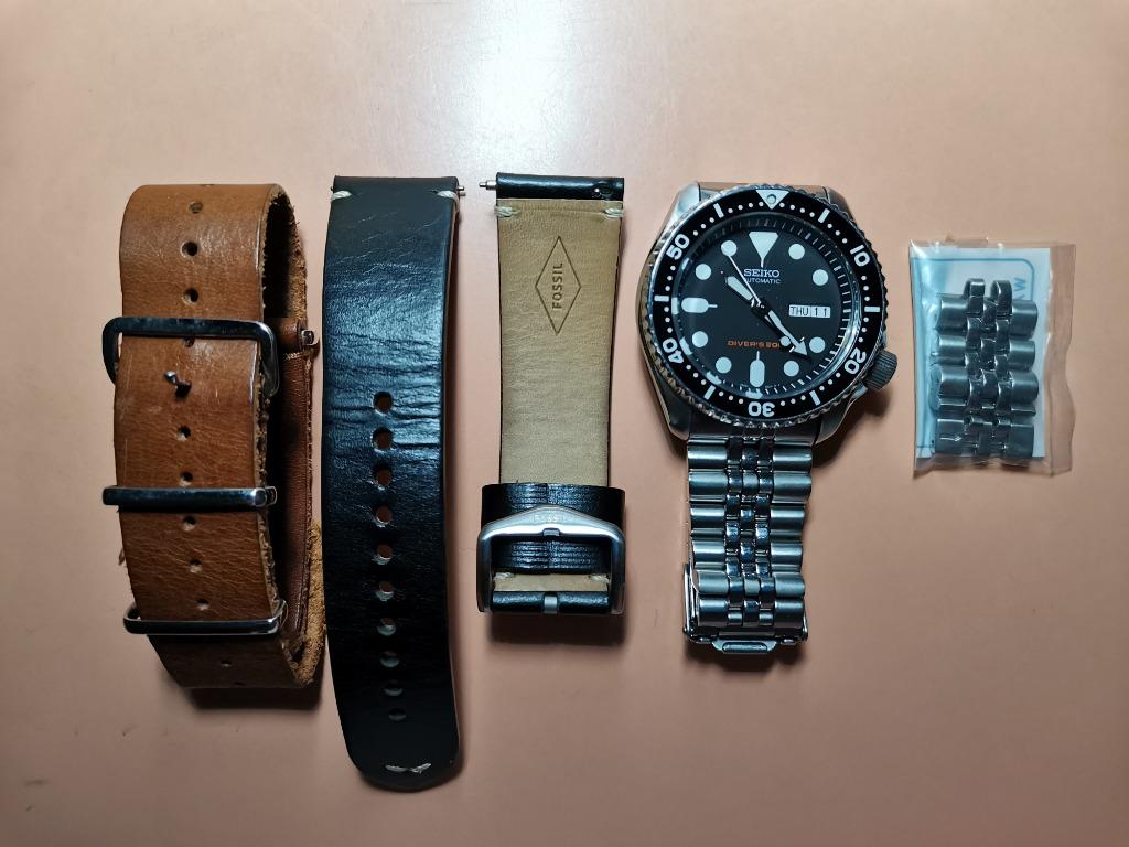 Seiko SKX + Genuine Fossil leather Strap, Mobile Phones & Gadgets,  Wearables & Smart Watches on Carousell