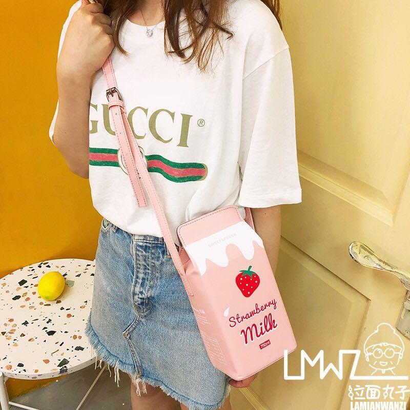 Ondeam Cute Strawberry Milk Box CrossBody Purse Bag,PU Phone Shoulder  Wallet for Women Girl: Handbags: Amazon.com