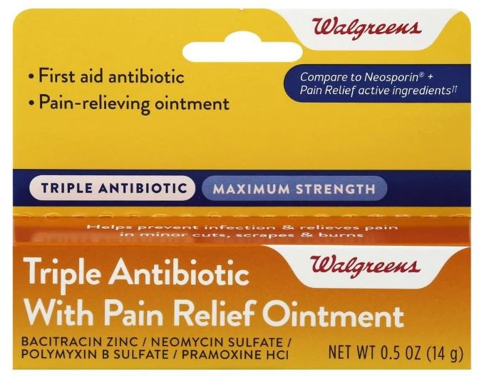 Walgreens Triple Antibiotic Pain Relief Ointment 14g with