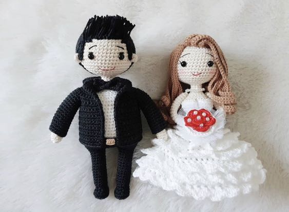Wedding Couple Handmade Crochet Doll Hobbies Toys Stationery