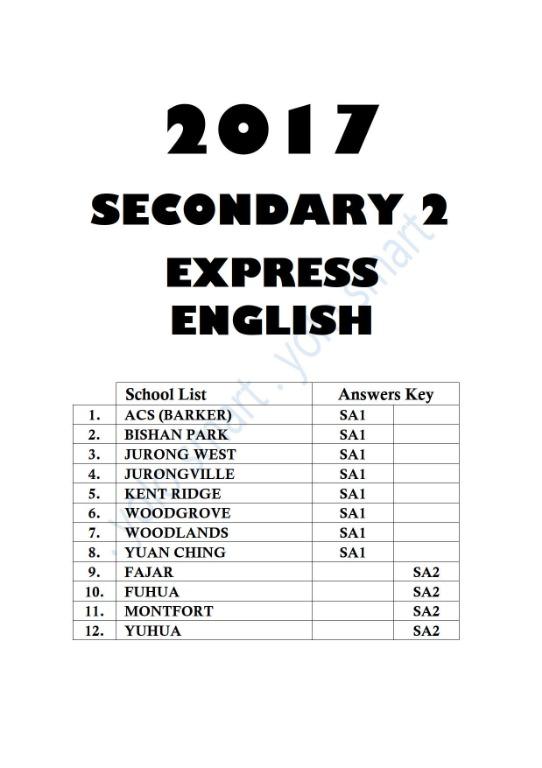 2017 Sec 2 Past Year Exam Paper Eng Maths Books Stationery Textbooks Secondary On Carousell