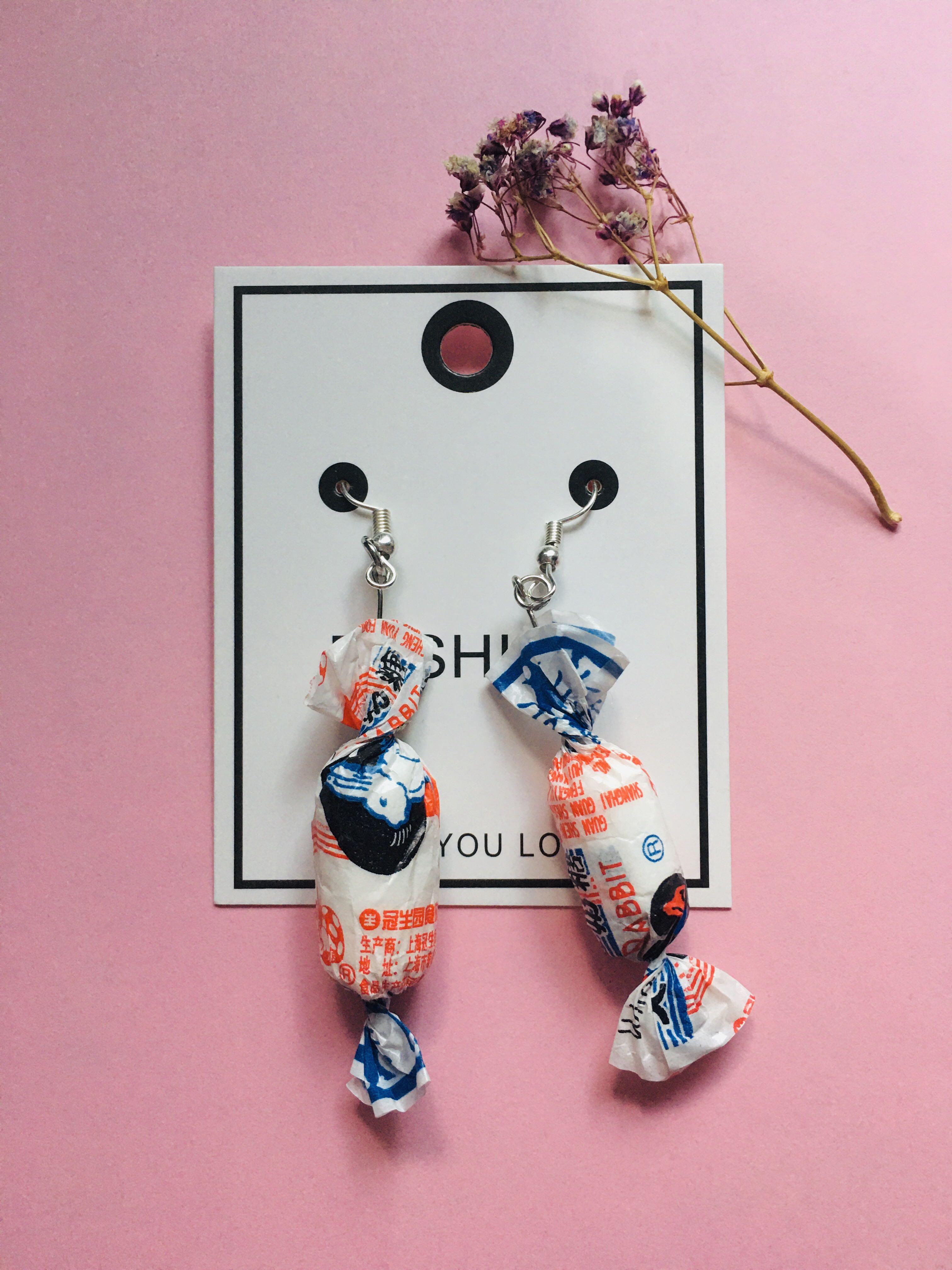 White discount rabbit earrings