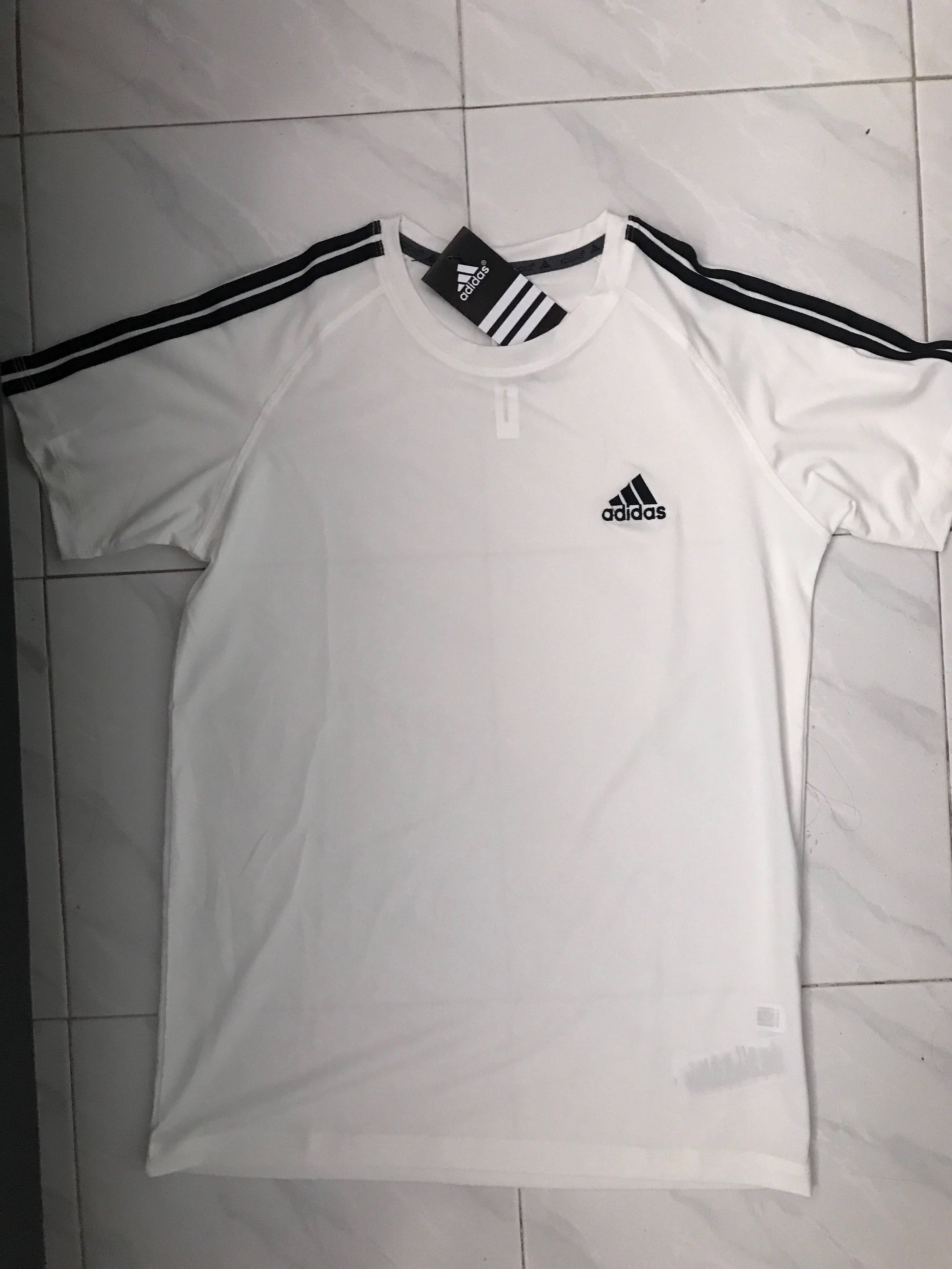Adidas dryfit top (white with black 