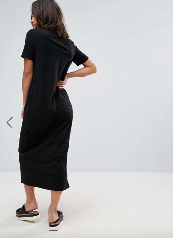 ASOS Petite T shirt Maxi Dress in Black Women s Fashion Tops