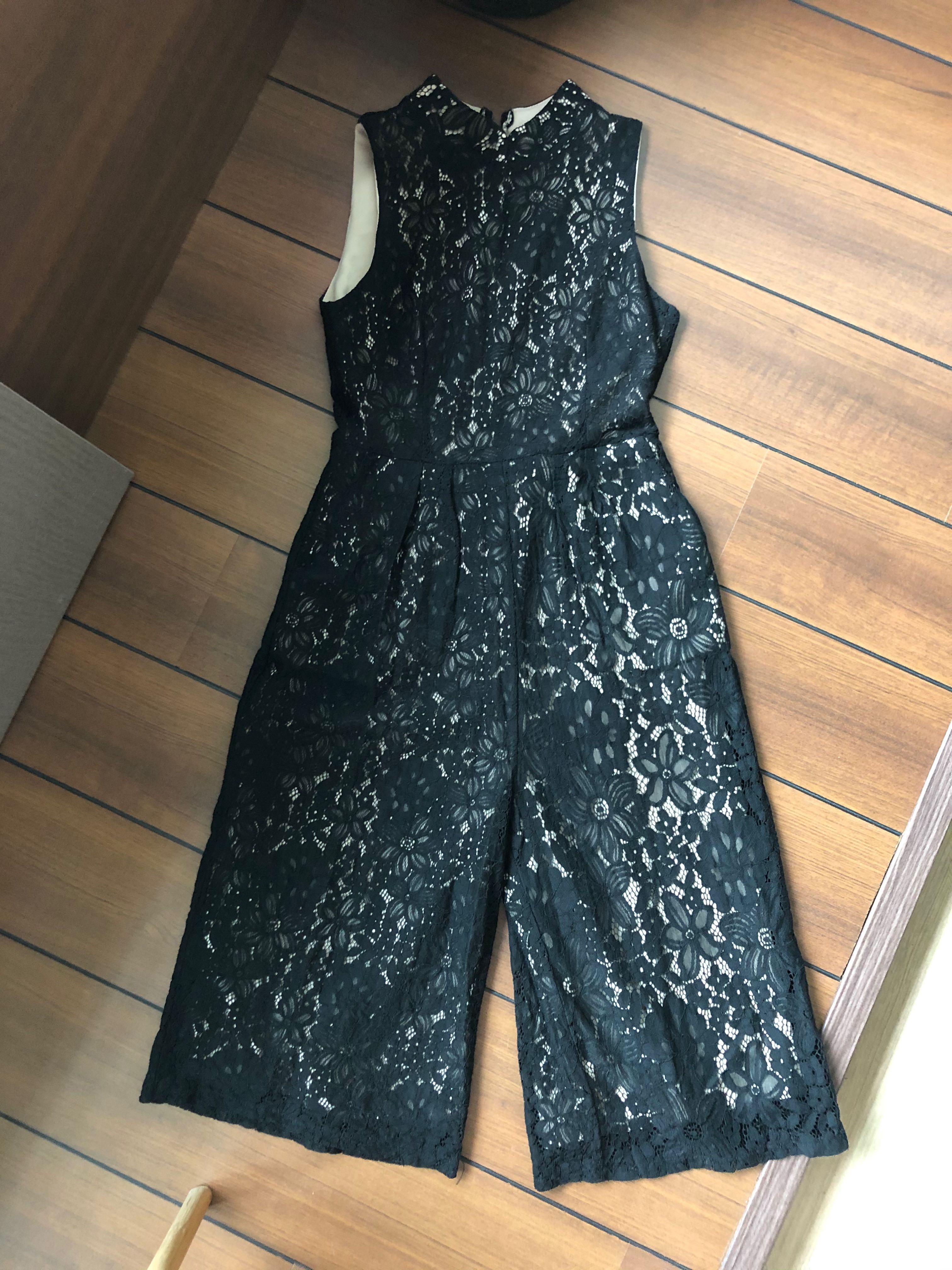 black lace culotte jumpsuit