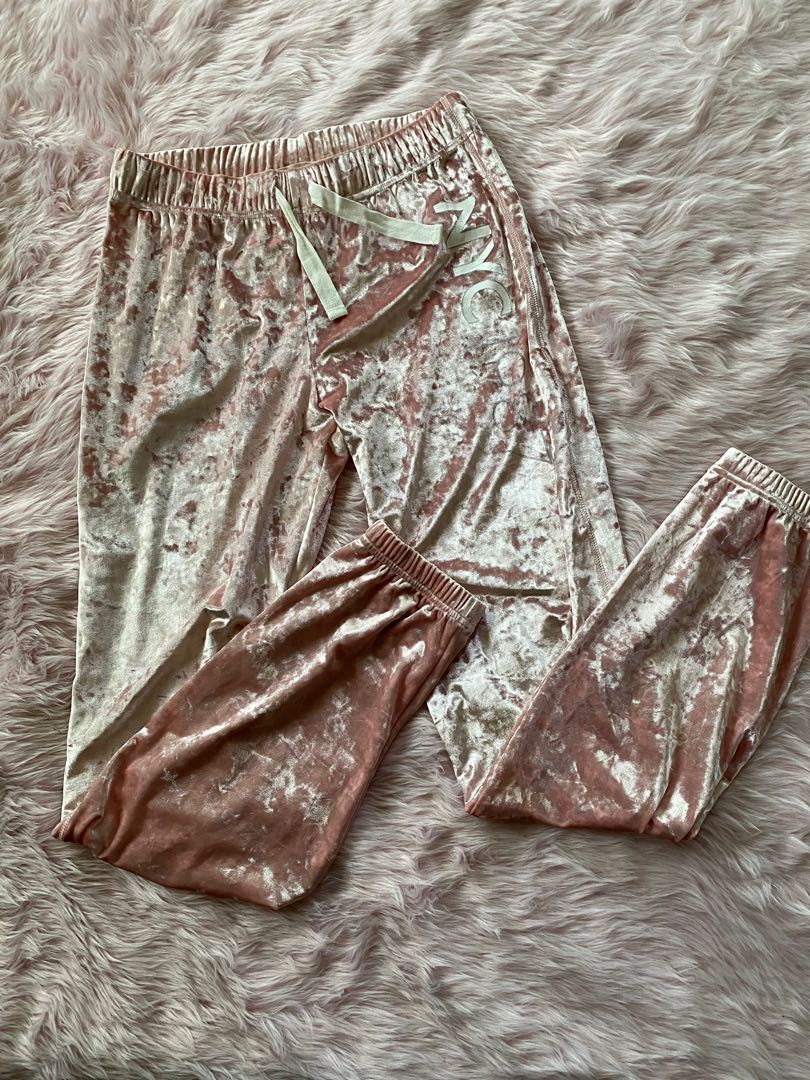 pink velvet joggers