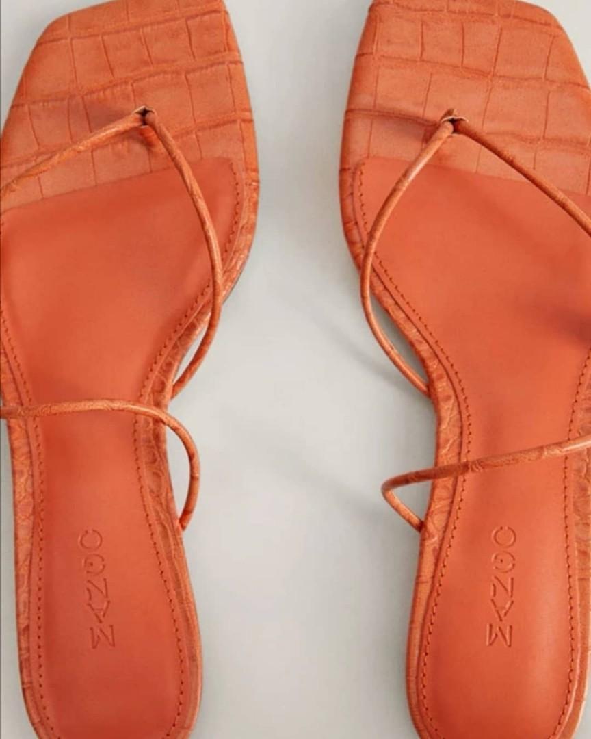 Brandnew MANGO flat Croc sandals Women s Fashion Footwear Flats